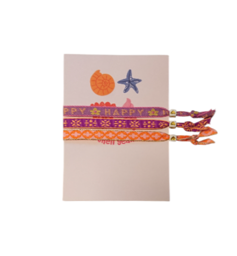 Set 3 Pulseras con Tarjeta Shell Yeah