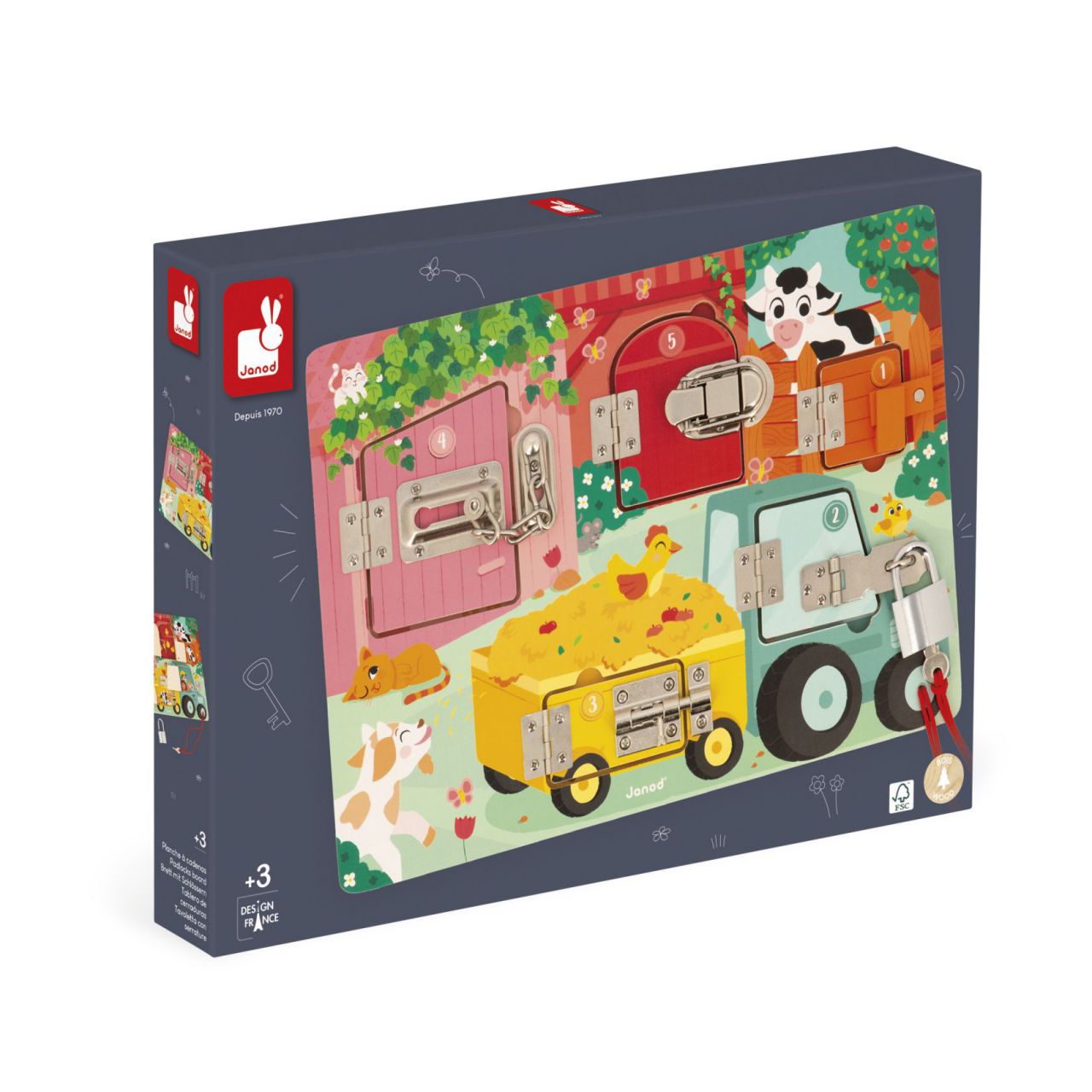 Tablero de Cerraduras La Granja - Juguete Educativo de Madera