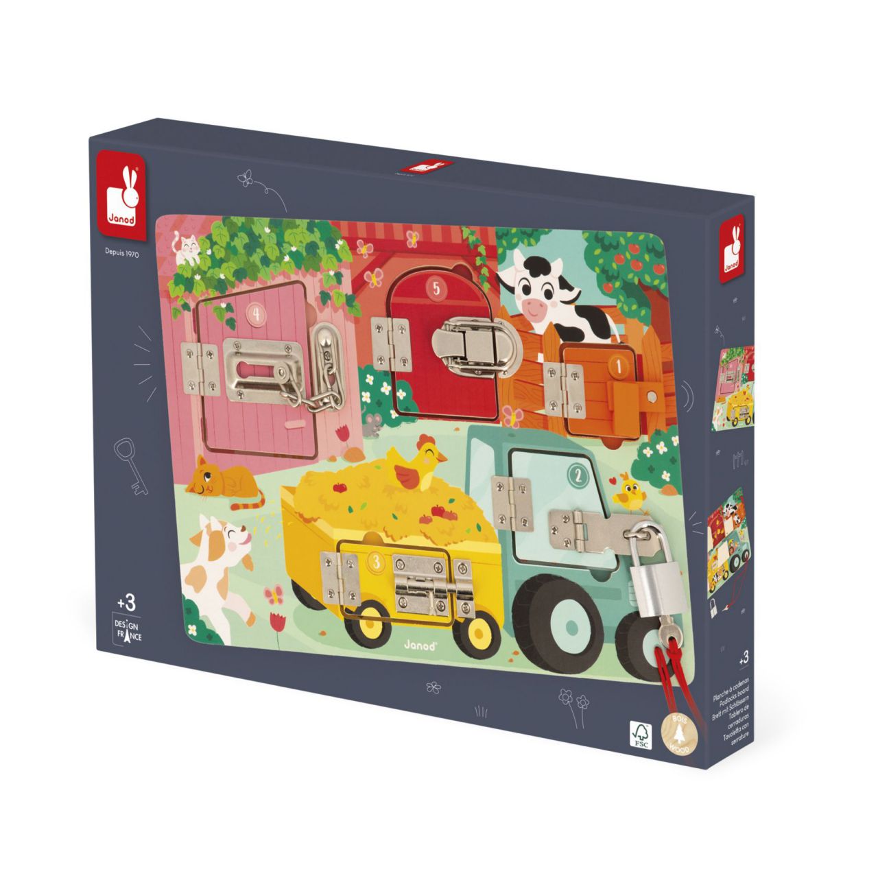 Tablero de Cerraduras La Granja - Juguete Educativo de Madera