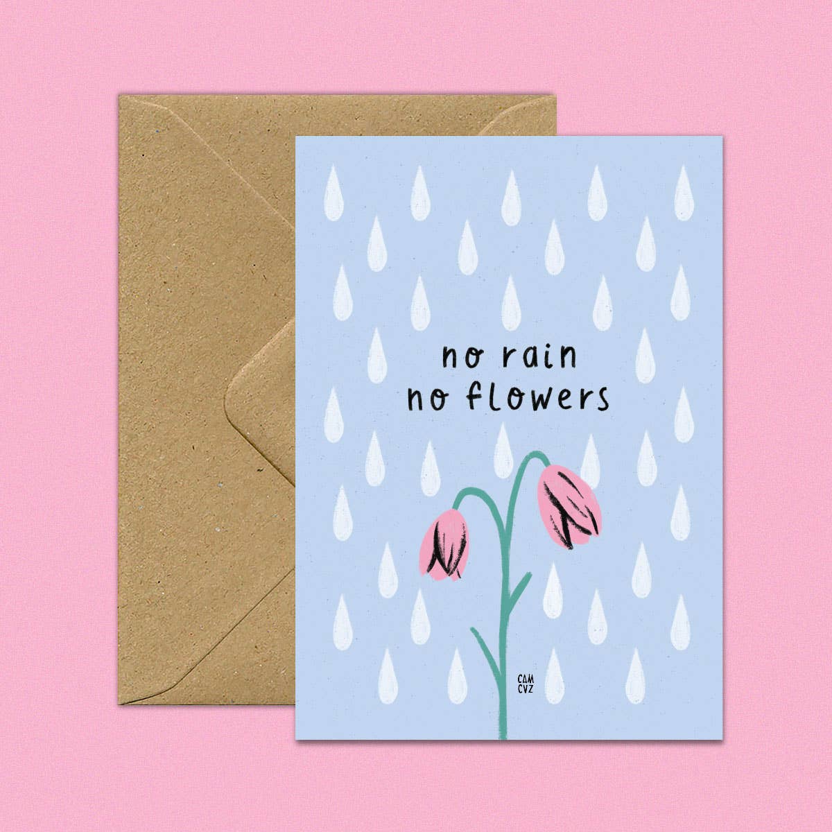 Sin lluvia no hay flores | tarjeta postal cita positiva flores