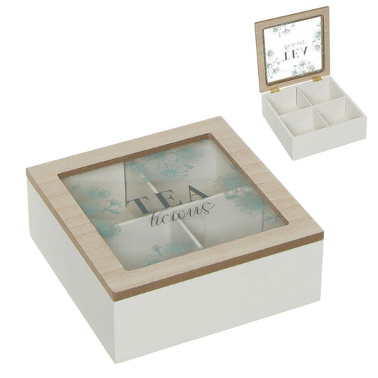 Caja de Té con 4 Compartimentos - Diseño Elegante "Tea Time"