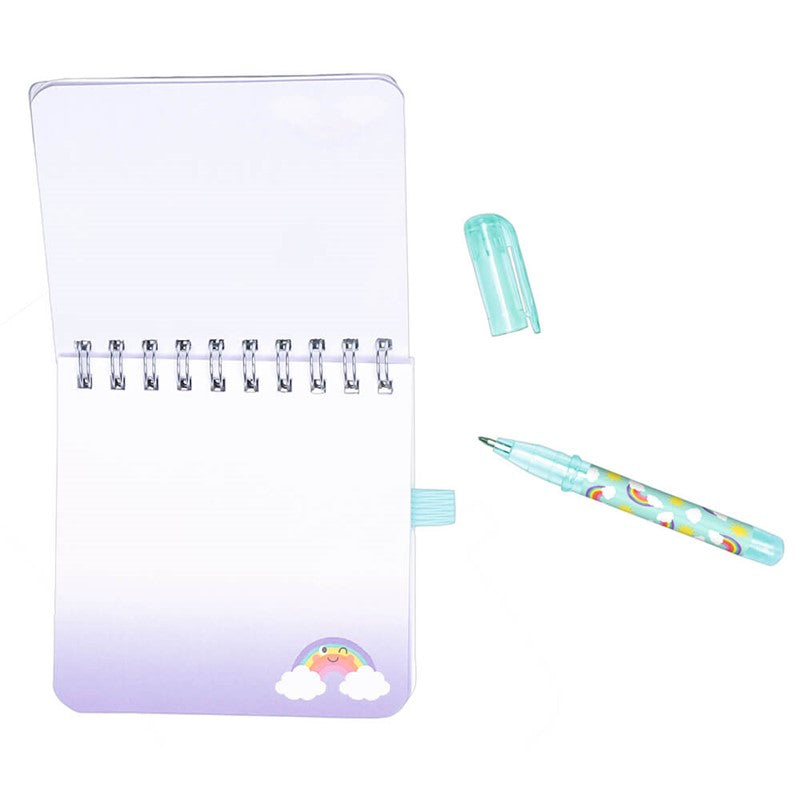 Bloc de notas brillante con bolígrafo – Be Happy