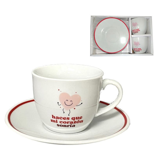 Set de Tazas para Café (2x100 ml) con Diseño de Corazón