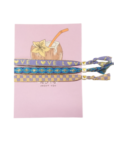 Set 3 Pulseras Cinta de texto Tarjeta de felicitación Coco