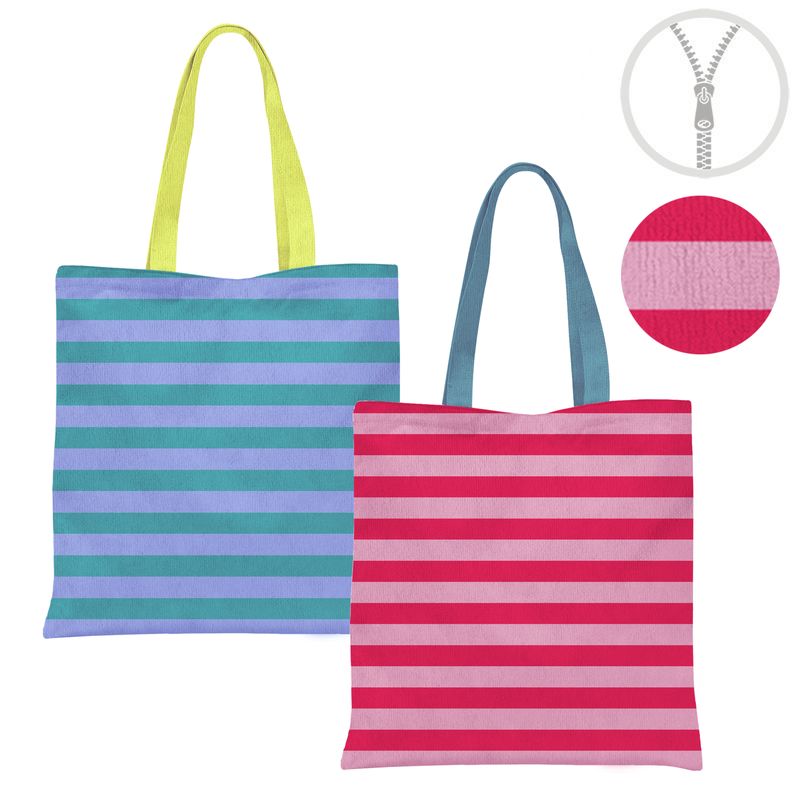 Bolsa de Playa con Cremallera Rayas 2 Colores