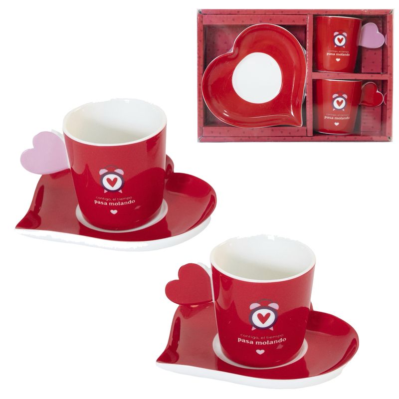 Set de Café para Dos con Platos en Forma de Corazón