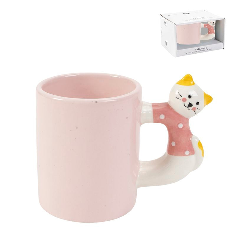 Taza Mug de Cerámica 430ml con Asa de Gato