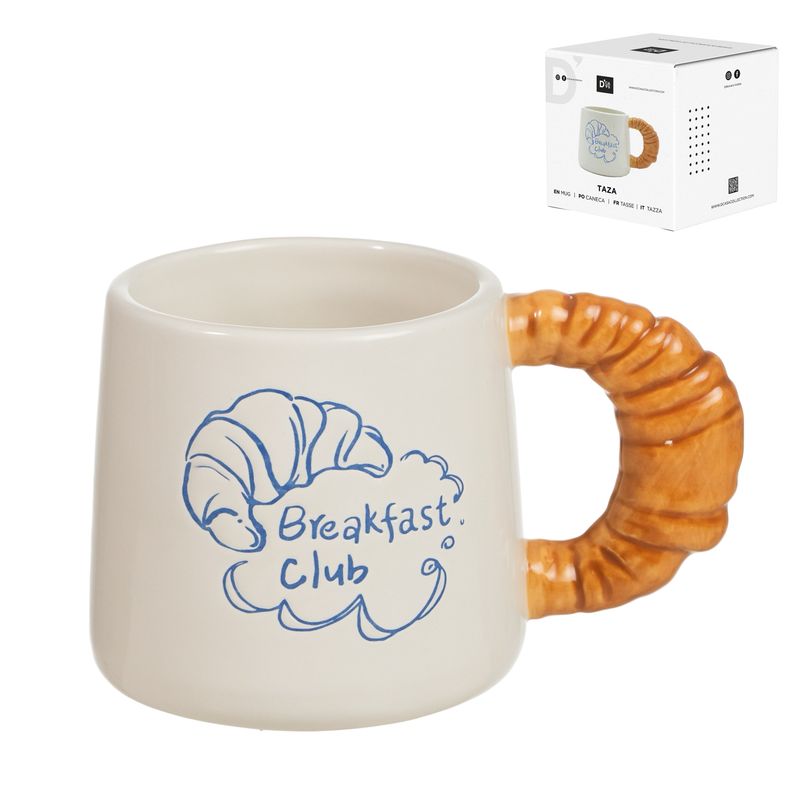 Taza Mug 380ml con Asa en Forma de Croissant