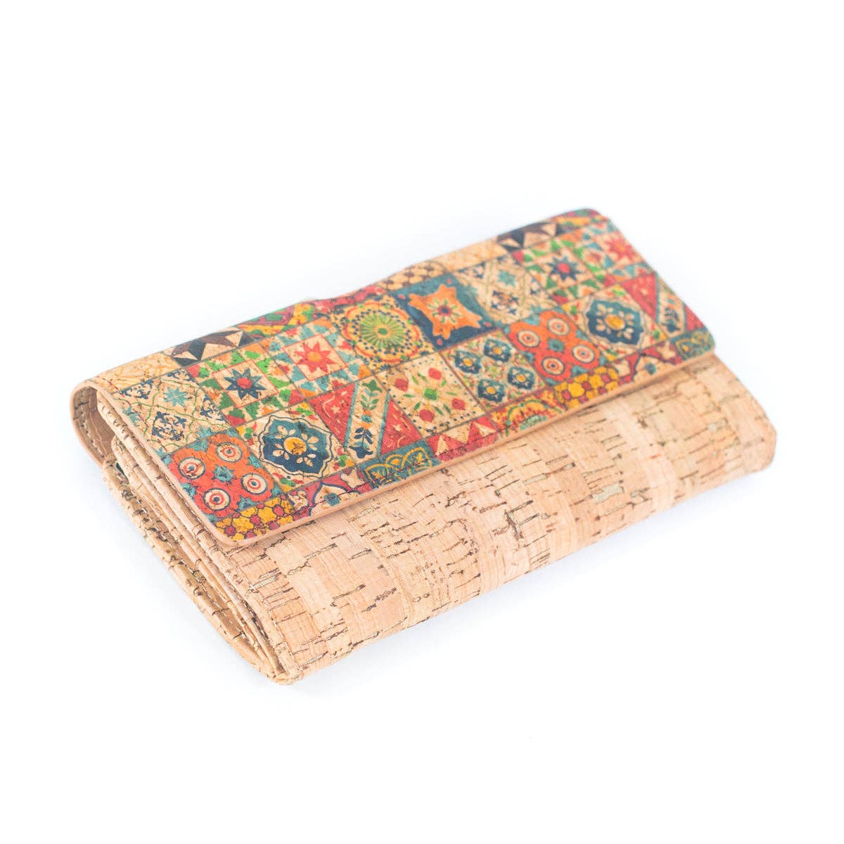 Cartera de mujer con estampado de corcho natural y bolso de latón envejecido F