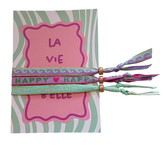 Set 3 Pulseras con Tarjeta La Vie Est Belle