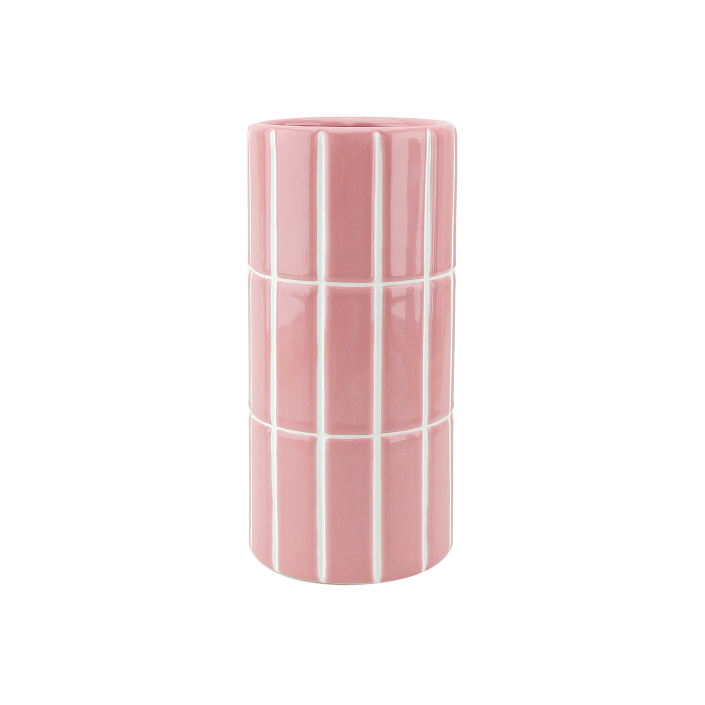 Jarrón de azulejos rosa D10,5 H23cm