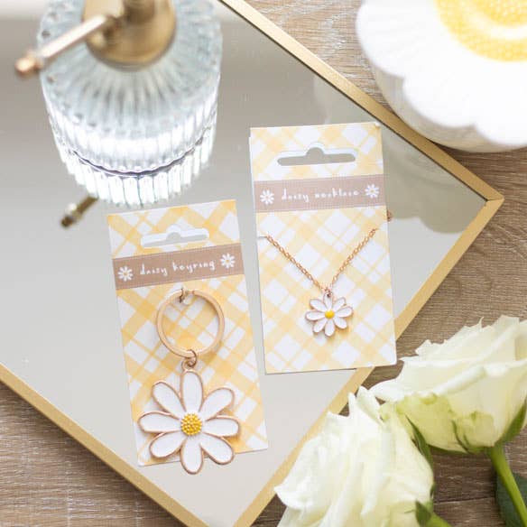 Llavero esmaltado con forma de margarita