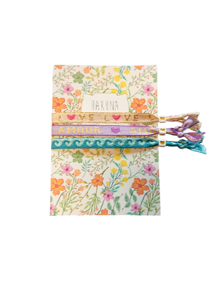Set 3 Pulseras Cinta de Texto Tarjeta Hakuna Matata