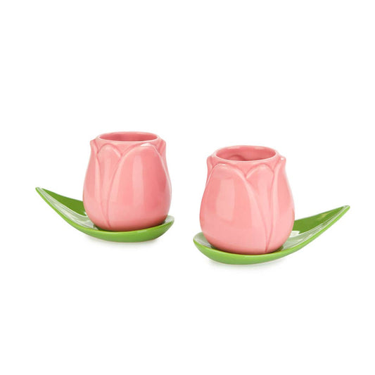 Set tazas café Tulipanes rosa