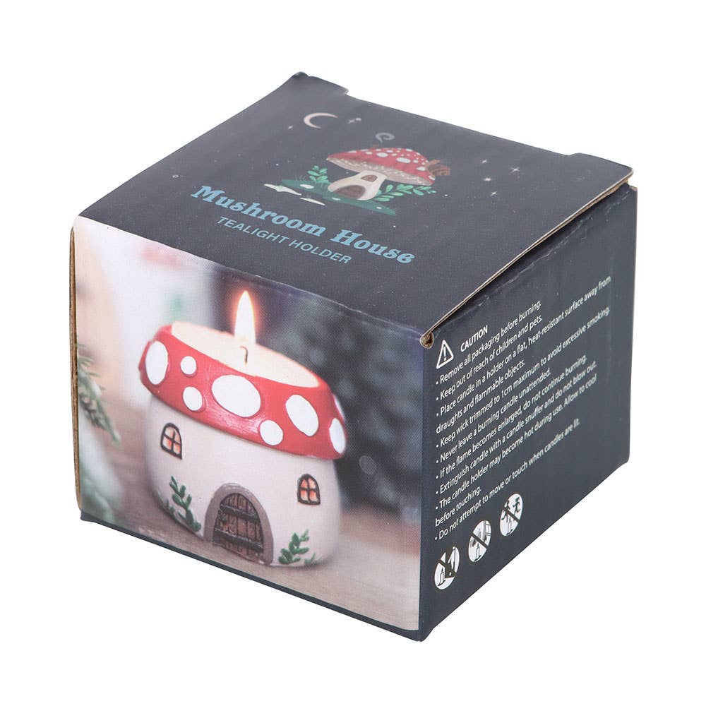 Portavelas de resina Mushroom House