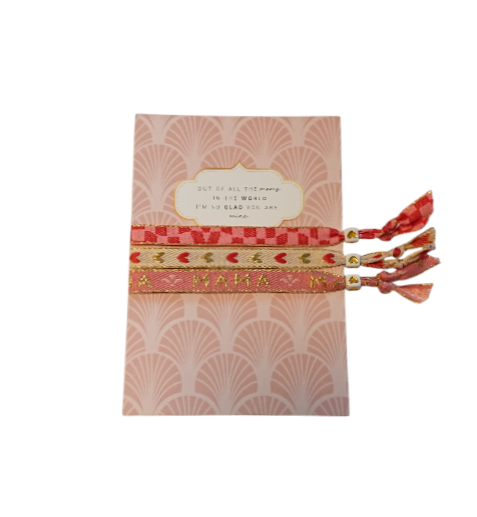 Set 3 Pulseras Cinta de Texto Tarjeta de Eres la Mejor Mamá