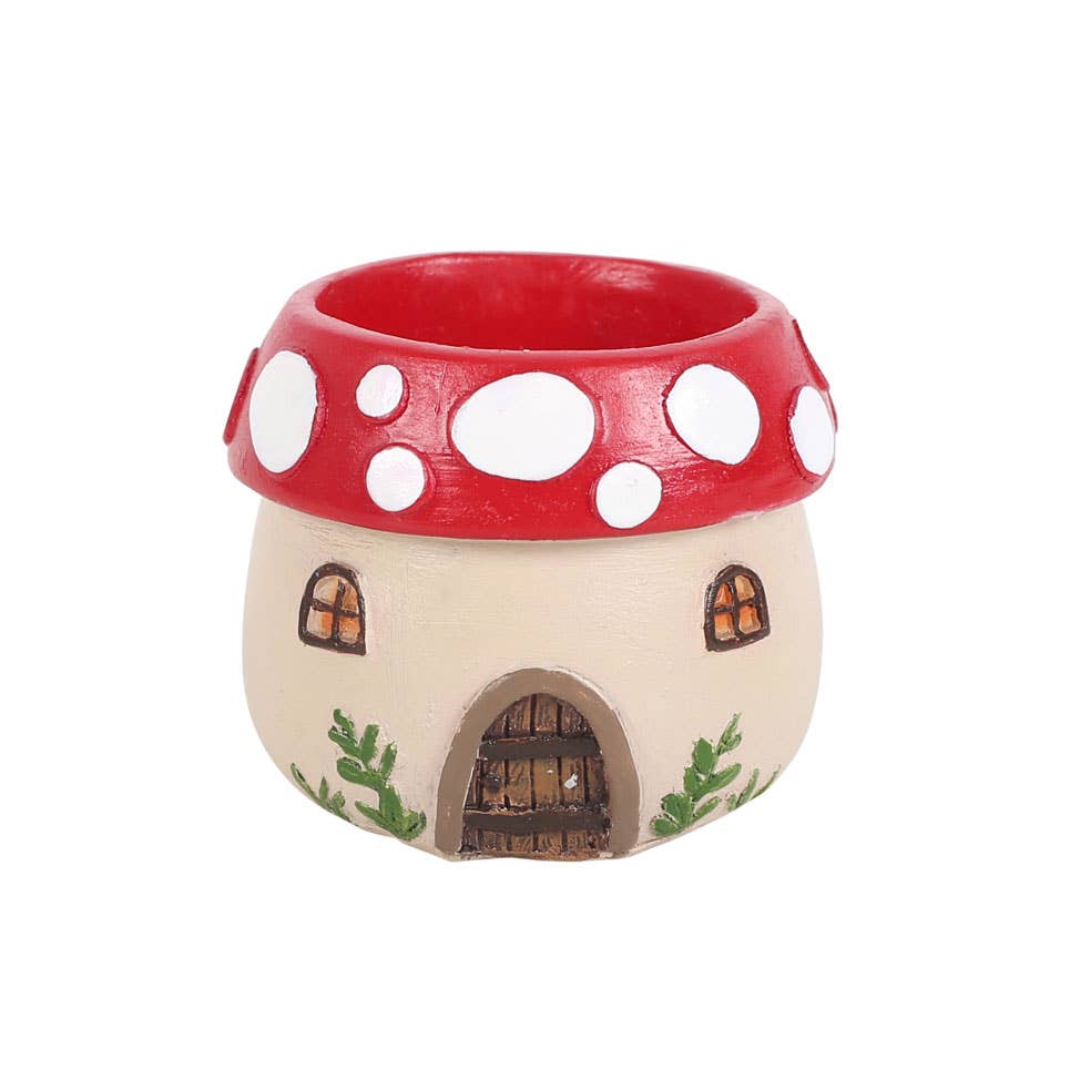 Portavelas de resina Mushroom House