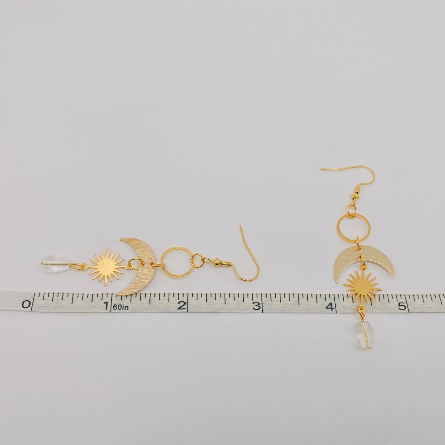 Pendientes colgantes de cristal con forma de estrella y luna