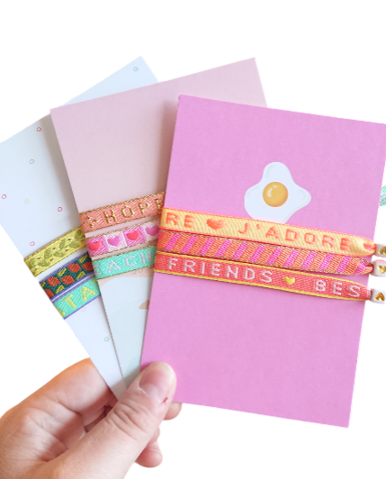 Set 3 Pulseras Cinta de texto Tarjeta Eres excelente