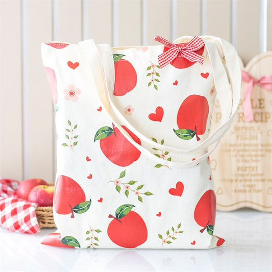 Bolsa de polialgodón con estampado de manzanas