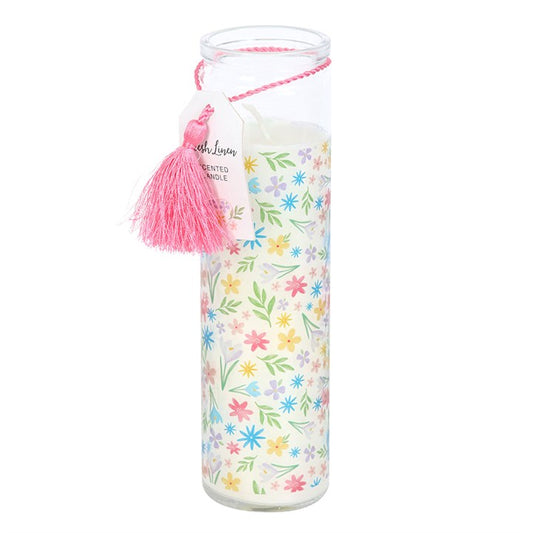 Vela de tubo de lino fresco con estampado floral de primavera
