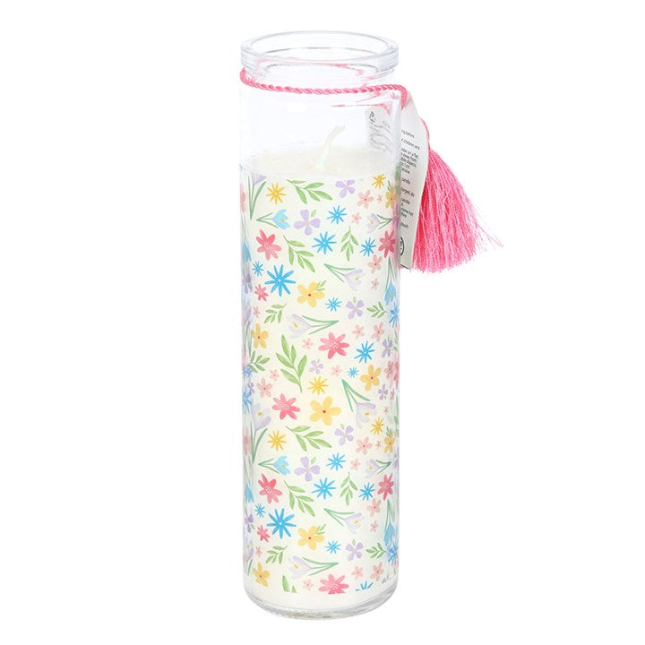 Vela de tubo de lino fresco con estampado floral de primavera