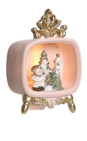 Figura Decorativa Navideña con Luz LED – Diseño Vintage en Resina 13 cm