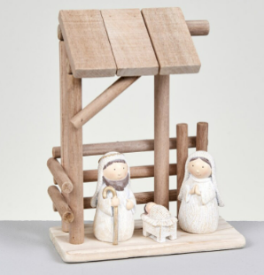 Belén Artesanal con Establo de Madera – “Casa Cisjordania”