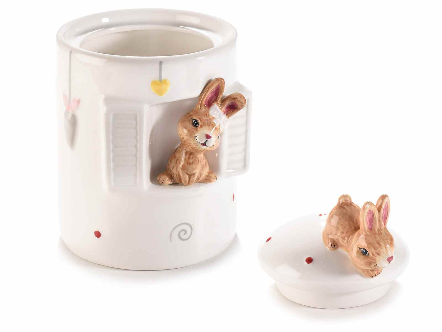 Tarro de Cerámica de Pascua con Conejitos en Relieve