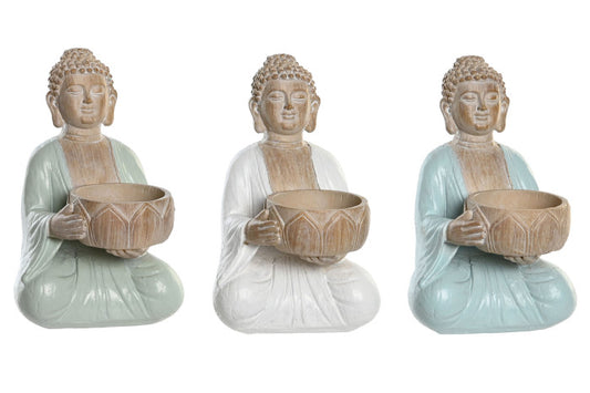 FIGURA RESINA 9X9X14 BUDA PORTAVELA 3 SURT.