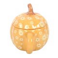 Taza con tapa de calabaza floral y estilo Groovy