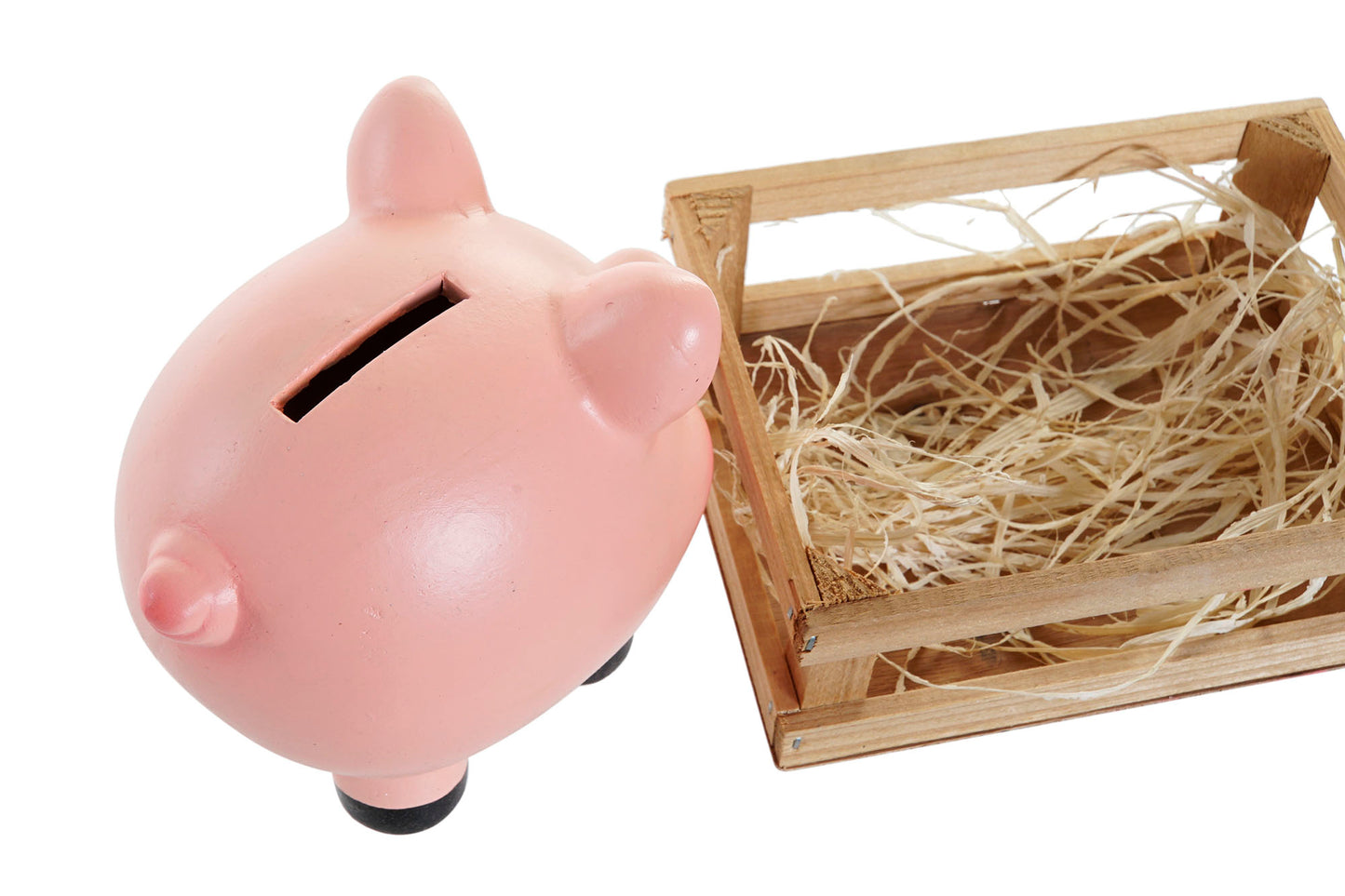 Hucha de Cerdito Rosa de Gres con Caja de Madera - 15 cm | Decoración y Ahorro Divertido