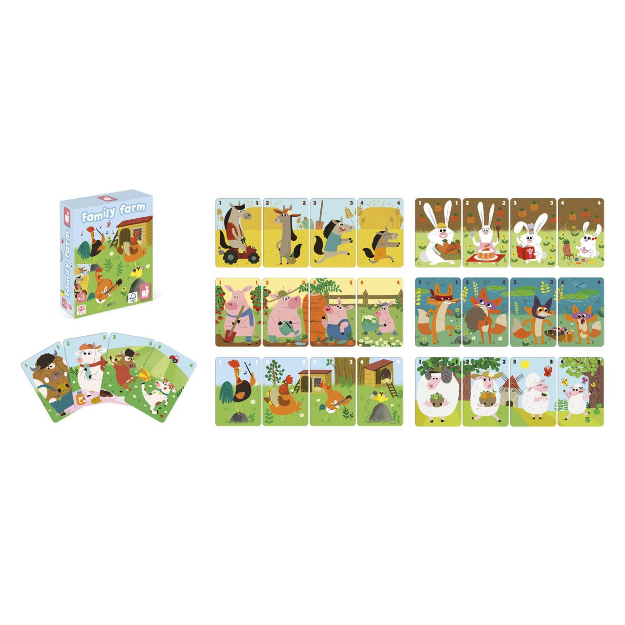 Juego de Cartas "Family Farm" - 7 Familias de Animales para Niños