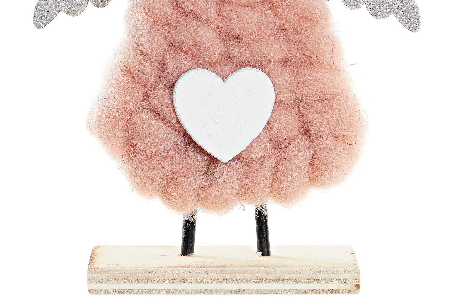 Angelito Decorativo con Alas Brillantes y Base de Madera – 19 cm (Modelos Disponibles)