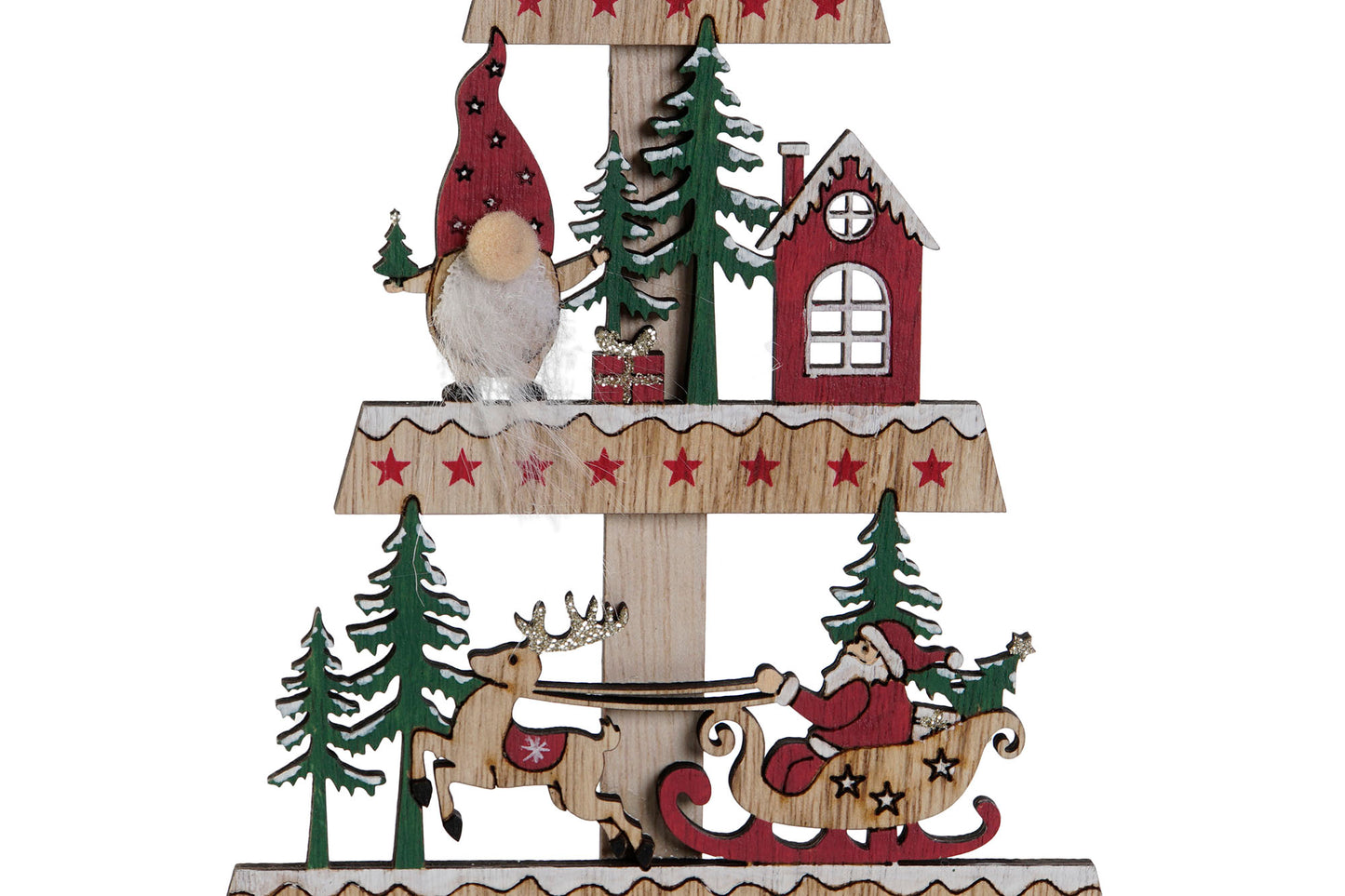Árbol Decorativo de Navidad en MDF con Detalles en Relieve – 43 cm
