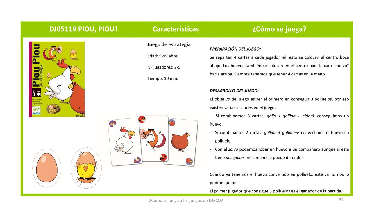 Juego de Cartas Piou Piou de Estrategia – Djeco