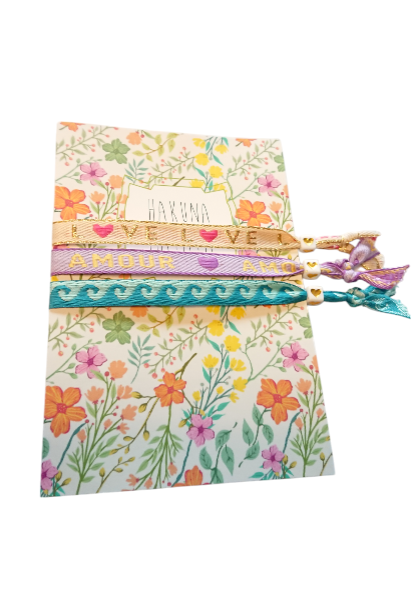 Set 3 Pulseras Cinta de Texto Tarjeta Hakuna Matata
