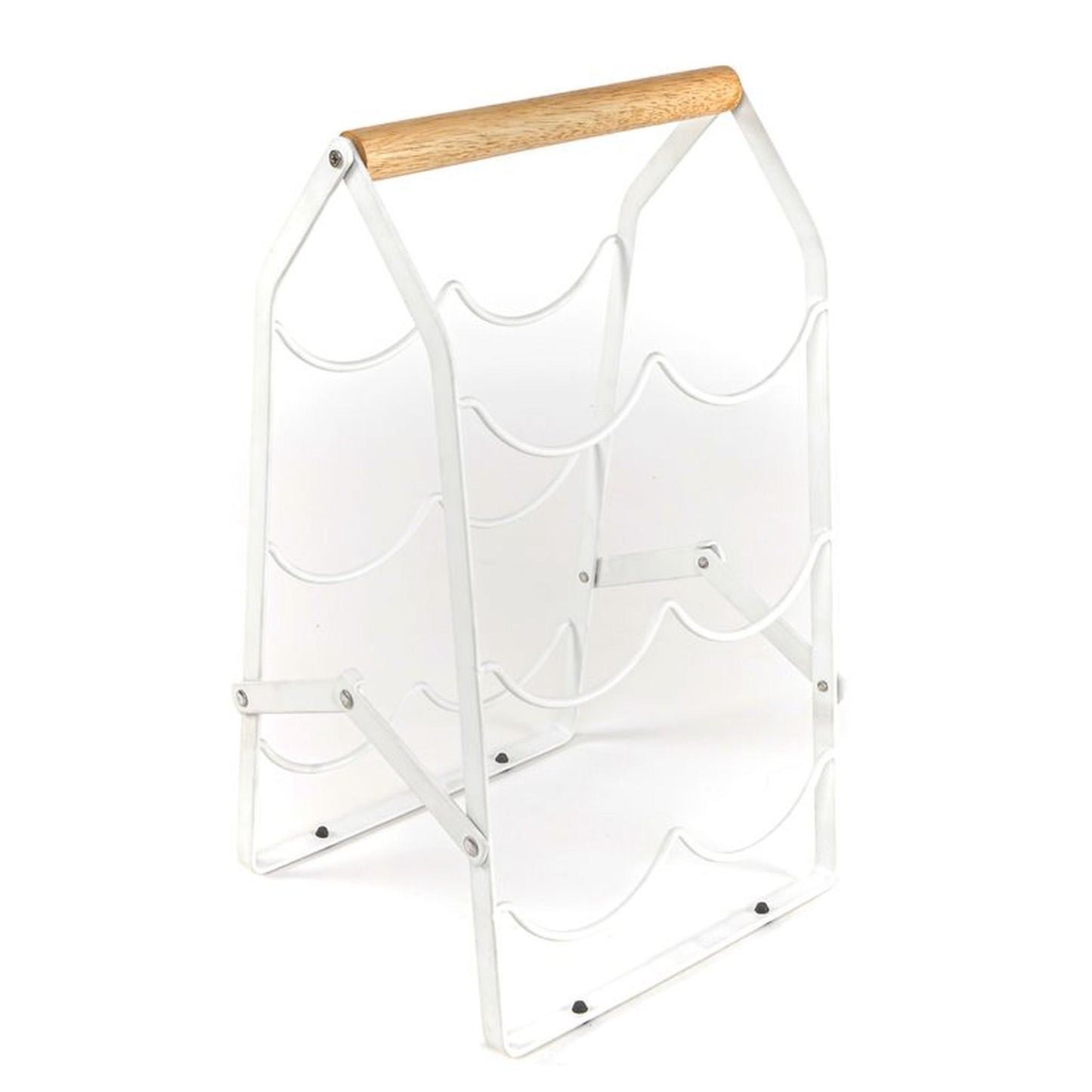 Botellero para 6 Botellas - Soporte Plegable de Metal y Madera