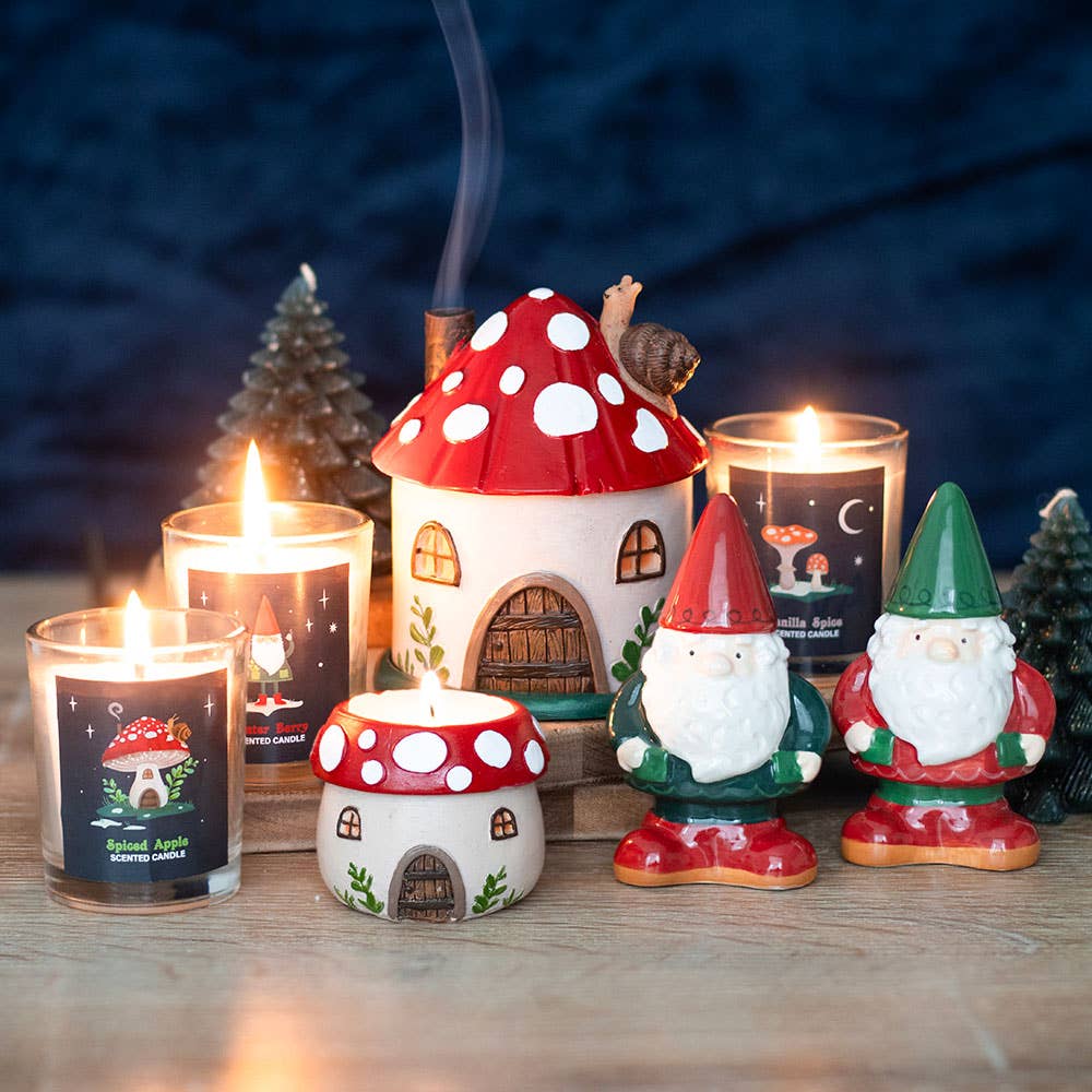Portavelas de resina Mushroom House