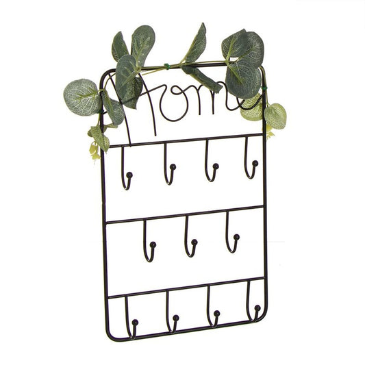 Colgador de llaves de metal con decoración de hojas | Diseño elegante