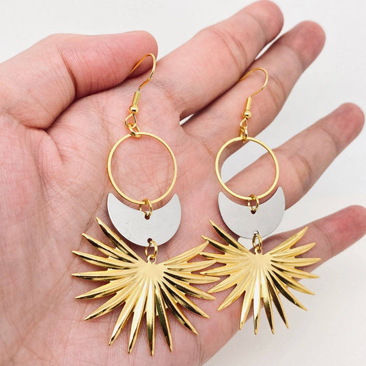 Pendientes colgantes creativos Sun Moon