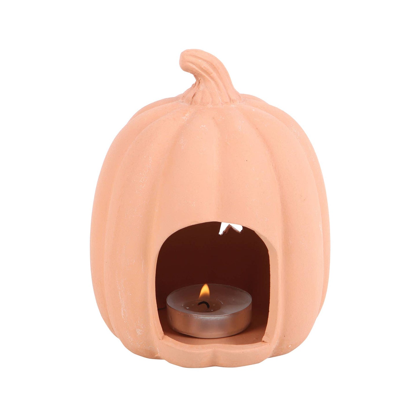 Portavelas de terracota con forma de calabaza de otoño y Halloween de 9 cm