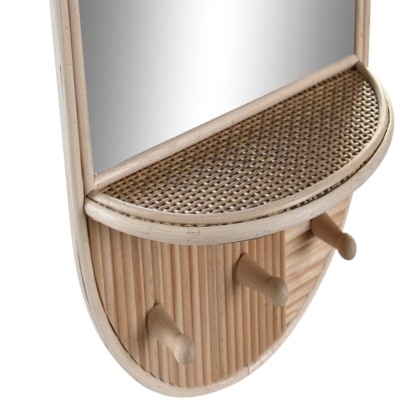 Espejo con Perchero de Madera - Diseño Natural en MDF y Pino