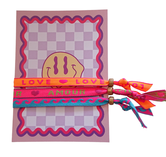 Set 3 Pulseras Tarjeta Cara Sonriente