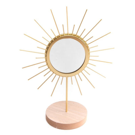 Soporte de bisutería con espejo en acabado dorado