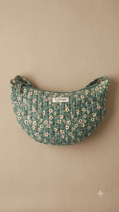 Bolso luna de algodón para llevar cruzado acolchado