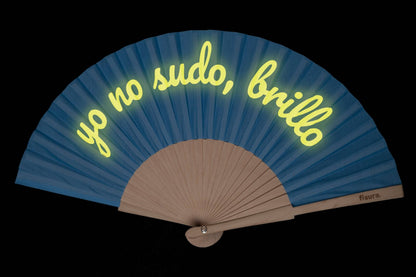Abanico "Yo No Sudo, Brillo" - Azul -Brilla En La Oscuridad.