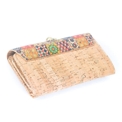 Cartera de mujer con estampado de corcho natural y bolso de latón envejecido F