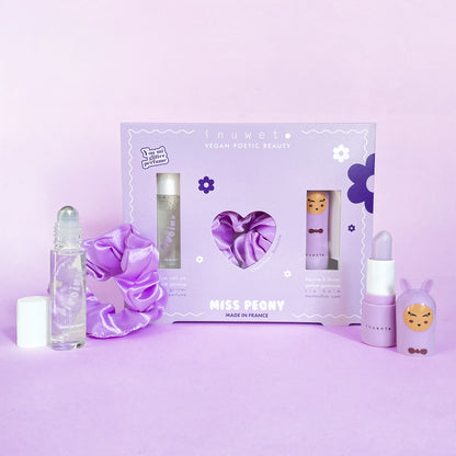 Set regalo Miss Peony: perfume, scrunchie y labial de nube