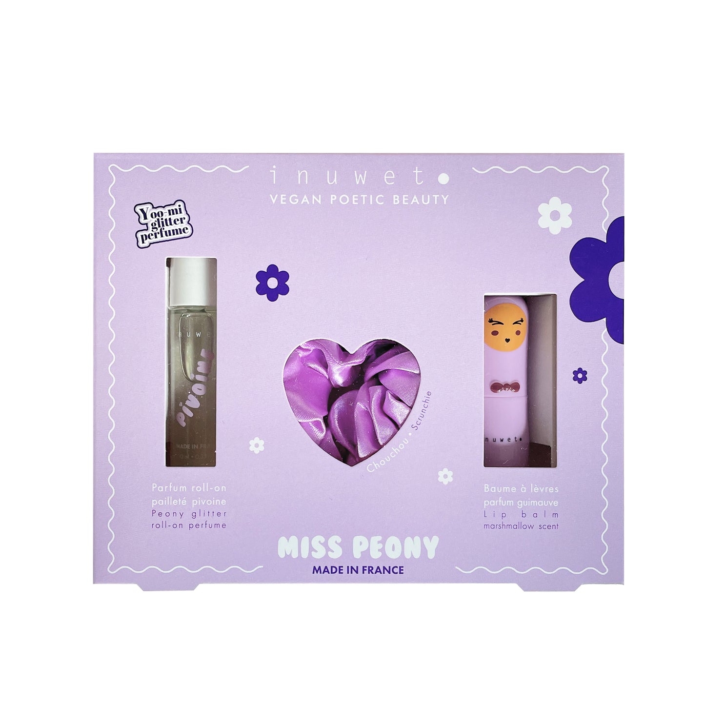 Set regalo Miss Peony: perfume, scrunchie y labial de nube